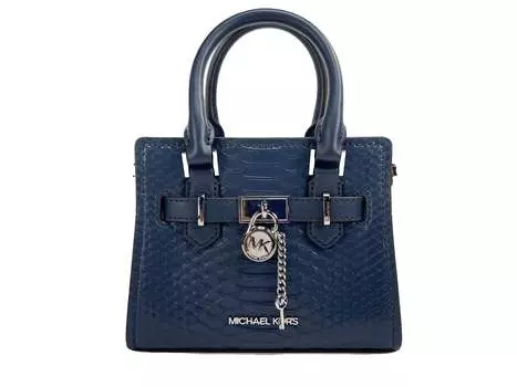 Michael Kors Hamilton XS Темно-синяя женская сумка через плечо со змеиной отделкой, мультиколор