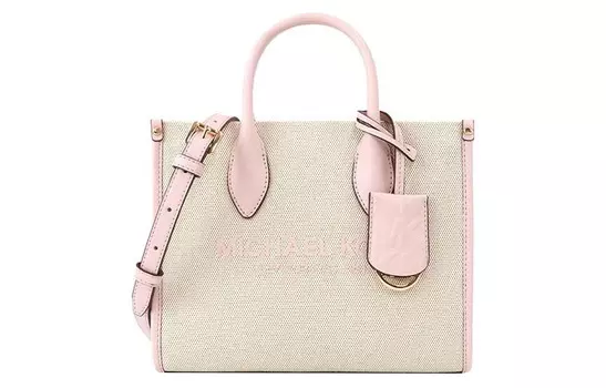 MICHAEL KORS Холщовая сумка-тоут, сумка для покупок, холщовая сумка, сумка через плечо, маленькая женская, бежево-розовая