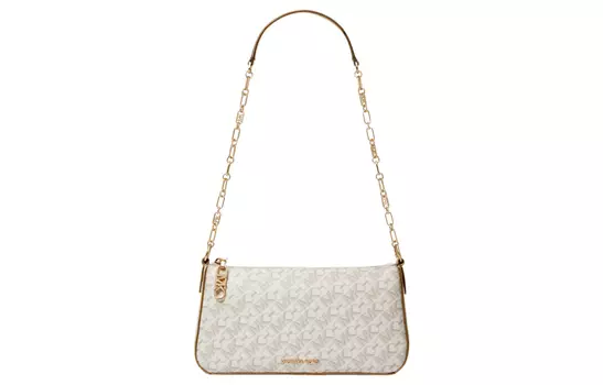 MICHAEL KORS Холщовые клатчи, сумки через плечо, женские, белого цвета, среднего размера
