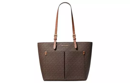 MICHAEL KORS Jet Set Canvas с холщовой сумкой, сумка-шоппер, сумка через плечо, женская сумка среднего размера, коричневого цвета