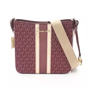Michael Kors Jet Set Дорожная сумка через плечо из кожи с покрытием Canvas Сумка на выходные, бордовый