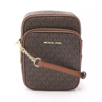 Michael Kors Jet Set Дорожная сумка через плечо из кожи с покрытием Canvas Сумка на выходные, коричневый