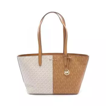 Michael Kors Jet Set Дорожная сумка-тоут с покрытием Canvas Сумка для выходных, коричневый/белый