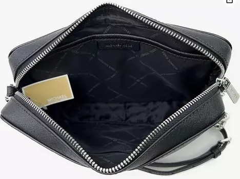 Michael Kors Jet Set East West, женский комплект через плечо, дорожная сумка для монет или большой футляр для карт Reed. (Восток-Запад/Тростниковая карта, Черная подпись/Черный/b)