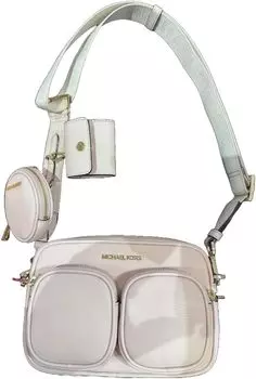 Michael Kors Jet Set Средняя Кожаная Сумка Через Плечо Tech Attached (Пудровые Румяна)