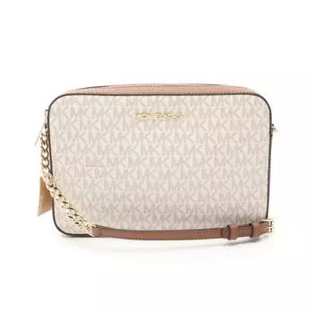 Michael Kors Jet Set сумка через плечо из кожи с покрытием Canvas, коричневый/белый