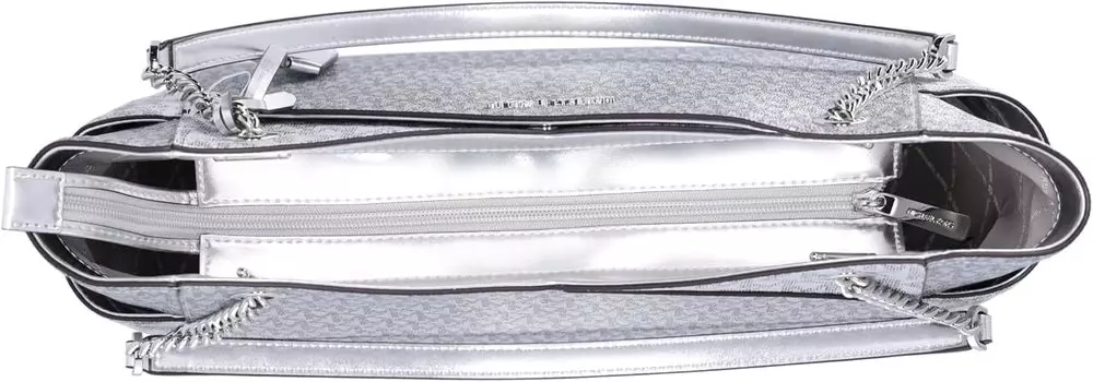 Michael Kors Jet Set Travel Большая сумка через плечо с цепочкой и металлической подписью MK Bag (серебристый)