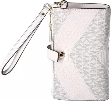Michael Kors Jet Set Travel Большой кошелек с двойной молнией MK Signature Multi Python Design (Светлый кремовый)