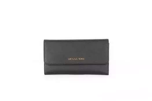 Michael Kors Jet Set Travel кожаный большой клатч-кошелек тройного сложения, черный
