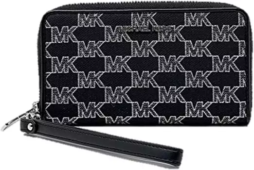 Michael Kors Jet Set Travel Large Phone Case Wristlet Wallet MK Black Multi