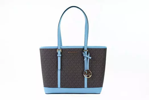 Michael Kors Jet Set Travel Маленькая синяя женская сумка через плечо из ПВХ, мультиколор