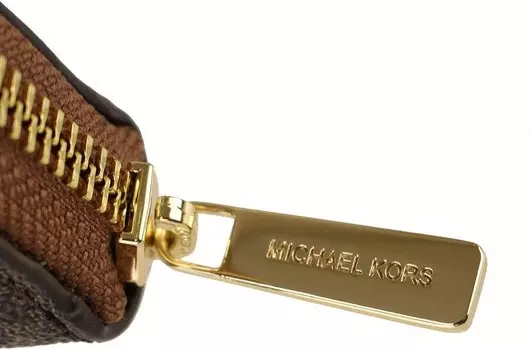Michael Kors Jet Set Travel Medium Zip Around Faux Leather Card Case (Brown/Luggage)