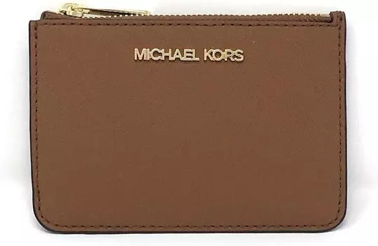 Michael Kors Jet Set Travel, небольшой кошелек для монет на молнии сверху с держателем для удостоверения личности, сафьяновая кожа (для багажа), коричневый, ns, 35f8gtvp1b