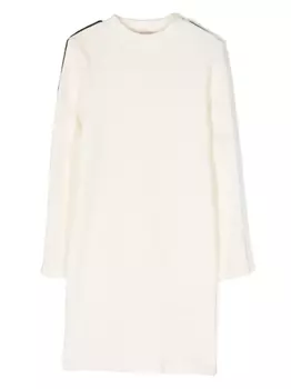 Michael Kors Kids бархатное платье с логотипом, нейтральный цвет