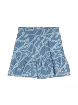 Michael Kors Kids chain-link print tiered skirt, синий