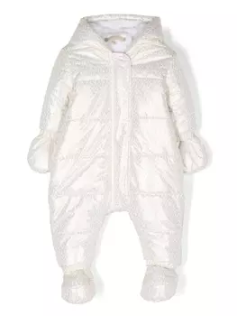 Michael Kors Kids дутый комбинезон с монограммой, золотистый