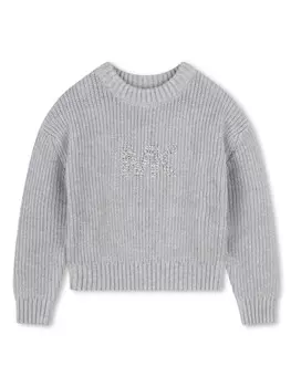 Michael Kors Kids джемпер в рубчик с логотипом, серый