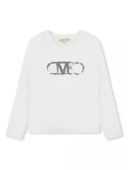 Michael Kors Kids футболка Empire с логотипом из пайеток, белый