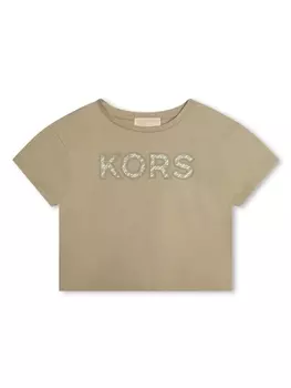 Michael Kors Kids футболка из органического хлопка с логотипом, нейтральный цвет