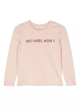 Michael Kors Kids футболка с длинными рукавами и логотипом, розовый
