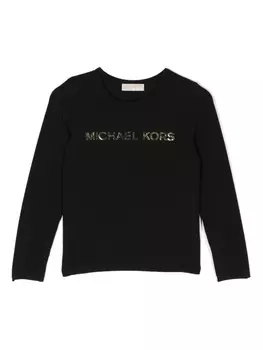Michael Kors Kids футболка с длинными рукавами и логотипом, черный