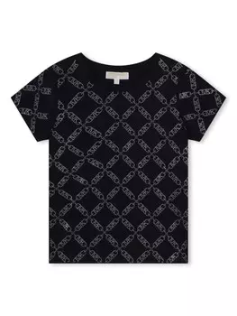 Michael Kors Kids футболка с логотипом из кристаллов, черный
