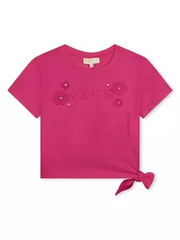 Michael Kors Kids футболка с вышитым логотипом, розовый