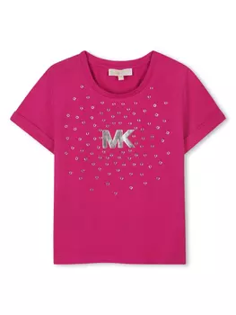 Michael Kors Kids футболка с вышитым логотипом, розовый