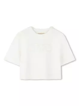 Michael Kors Kids футболка с вышитым логотипом, нейтральный цвет