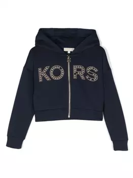 Michael Kors Kids кардиган на молнии с капюшоном и логотипом, синий