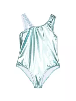 Michael Kors Kids купальник с эффектом металлик и логотипом, синий