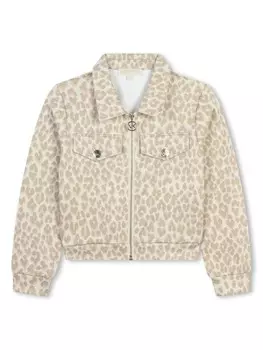 Michael Kors Kids куртка на молнии с леопардовым принтом, нейтральный цвет