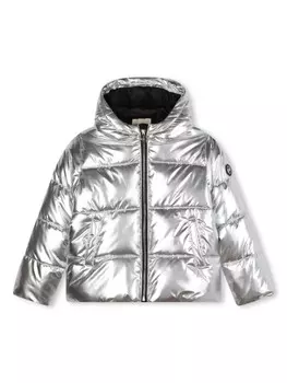 Michael Kors Kids металлизированная куртка-пуховик, серебристый