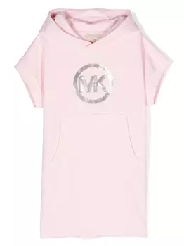 Michael Kors Kids платье с капюшоном и логотипом, розовый