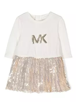 Michael Kors Kids платье с пайетками и логотипом, золотистый