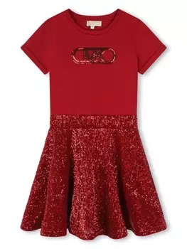 Michael Kors Kids платье с пайетками и логотипом, красный