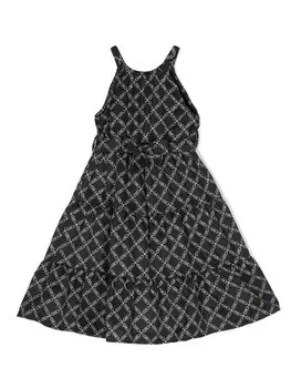 Michael Kors Kids платье с поясом и монограммой, черный