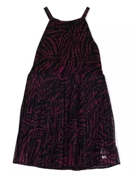 Michael Kors Kids плиссированное платье с логотипом, черный