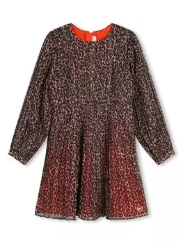 Michael Kors Kids плиссированное платье с леопардовым принтом, красный
