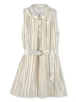 Michael Kors Kids плиссированное платье с поясом, золотой