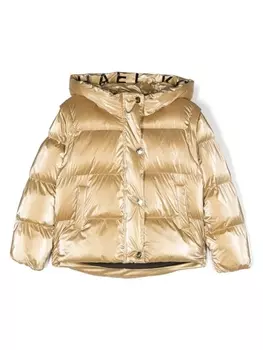Michael Kors Kids пуховик с эффектом металлик, золотистый