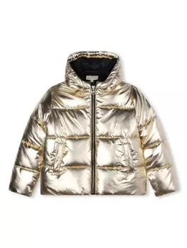 Michael Kors Kids пуховик с тисненым логотипом, золотистый