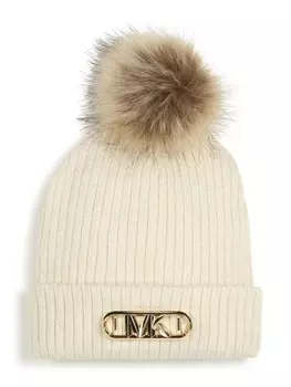 Michael Kors Kids шапка бини с помпоном и логотипом, нейтральный цвет