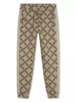 Michael Kors Kids спортивные брюки с кулиской и принтом Empire, нейтральный цвет
