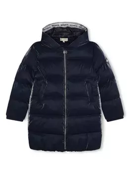 Michael Kors Kids стеганое пальто с логотипом, синий