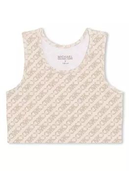 Michael Kors Kids топ с логотипом, нейтральный цвет