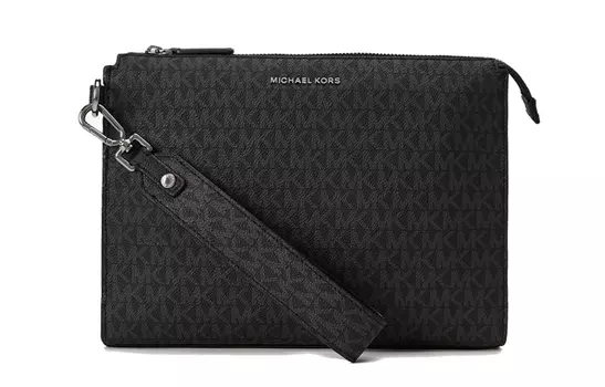 MICHAEL KORS Клатч MK Cooper из искусственной кожи, черный, средний размер для мужчин
