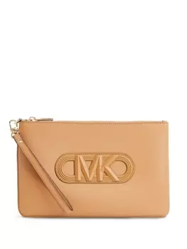 Michael Kors клатч с тисненым логотипом, коричневый