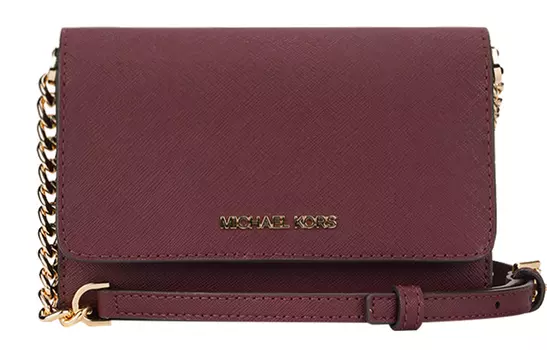 MICHAEL KORS Коллекция сумок Jet Set Сумка-конверт из коровьей кожи среднего размера для женщин, бордового цвета