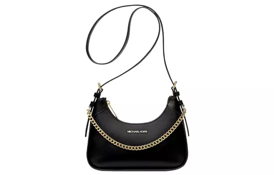 MICHAEL KORS Кожаная сумка через плечо, женская, черного цвета, небольшого размера